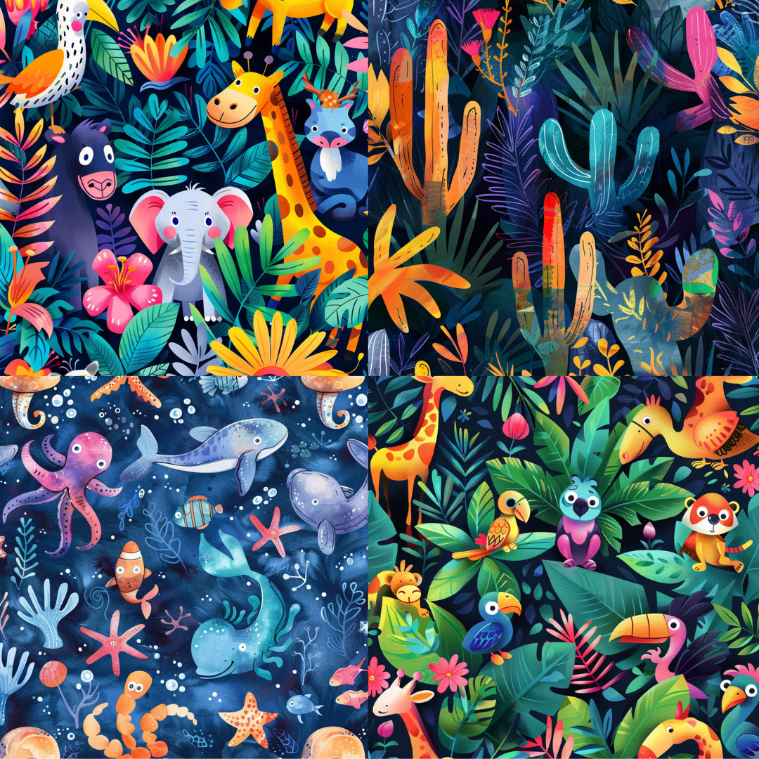Enchanted wilderness illustration in a colorful style created from an AI image prompt.