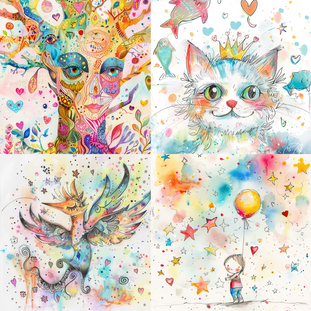 Whimsical watercolor fantasy illustration in a storybook style created from an AI image prompt.