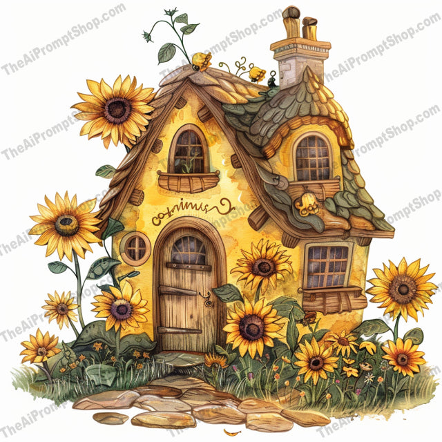Whimsical Fairy Tale Houses AI MidJourney Image Prompt, 9653 Fantasy, midjourney, whimsical, fairy tale, house, illustration, storybook, magical, enchanted, fantasy, architecture, flowers, greenery, charming, detailed, art, fantastical, dreamlike, imaginative, creative, lush, vibrant, Midjourney, Ai, Ai Image Prompt, Image Prompt, Prompt