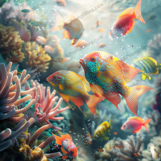 Surreal Fantasy Art AI MidJourney Image Prompt, 9280 Fantasy, midjourney, surreal, fantasy, art, nature, underwater, fish, geometric, shapes, balloons, whimsical, reflection, serene, glittering, lights, colorful, pastel, dreamlike, artistic, calm, ethereal, Midjourney, Ai, Ai Image Prompt, Image Prompt, Prompt
