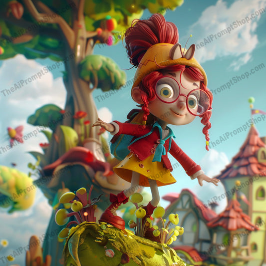 AI MidJourney Image Prompt, Whimsical World Wonders, 51593D animation style, Animation, Bright color palette, cartoon, Dreamlike settings, Enchanting environments, Fairytale architecture, Fantasy landscape, Imaginative worlds, Lush vegetation, Magical realism, midjourney, Playful character design, Serene atmosphere, Storybook whimsy