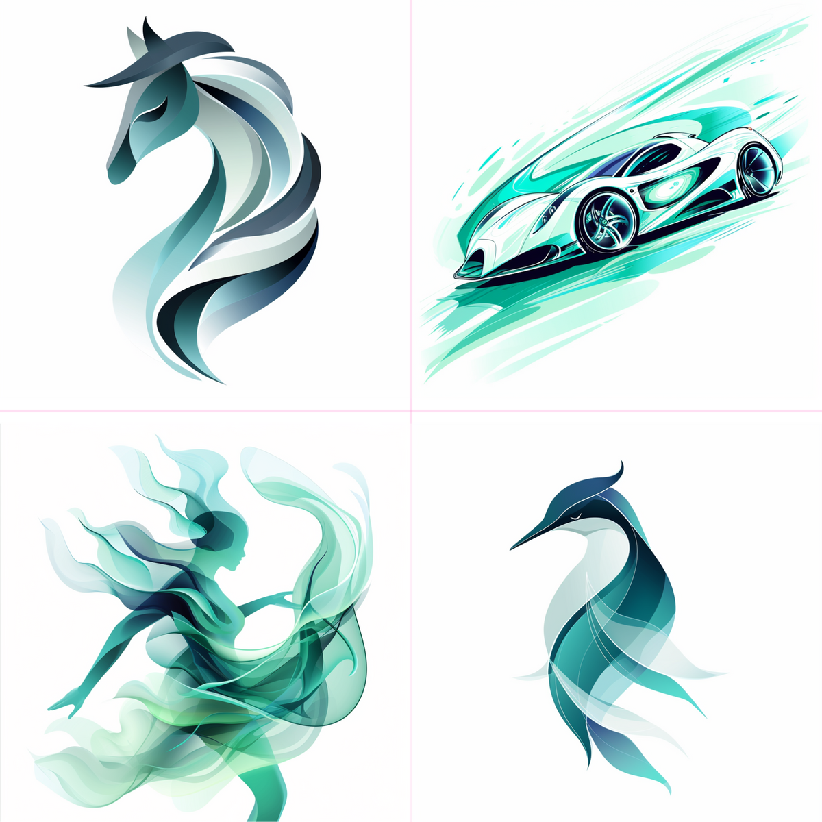 Logos in a abstract style created from an AI image prompt.