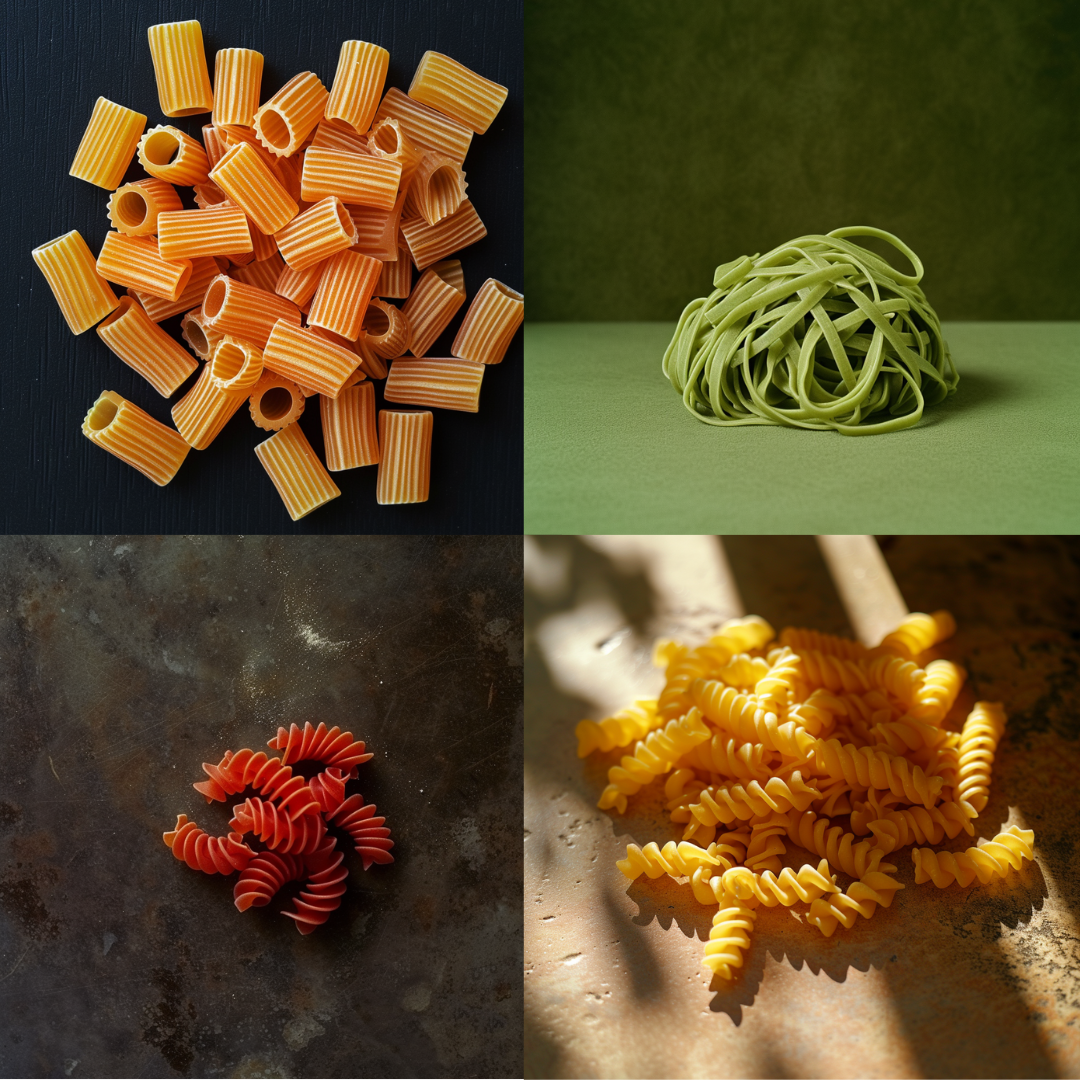 Pasta Variations AI MidJourney Image Prompt, Food, 4267Carbohydrates, chat gpt, chat gpt prompts, chatgpt, chatgpt prompts, Comfort food, Cooking, Culinary, Diverse shapes, Food photography, Food preparation, Fusilli, Gastronomy, Gourmet, Homemade, Ingredients, Italian food, Kitchen essentials, Linguine, Meal prep, midjourney, Pasta, Rigatoni, Traditional cuisine, Wheat products