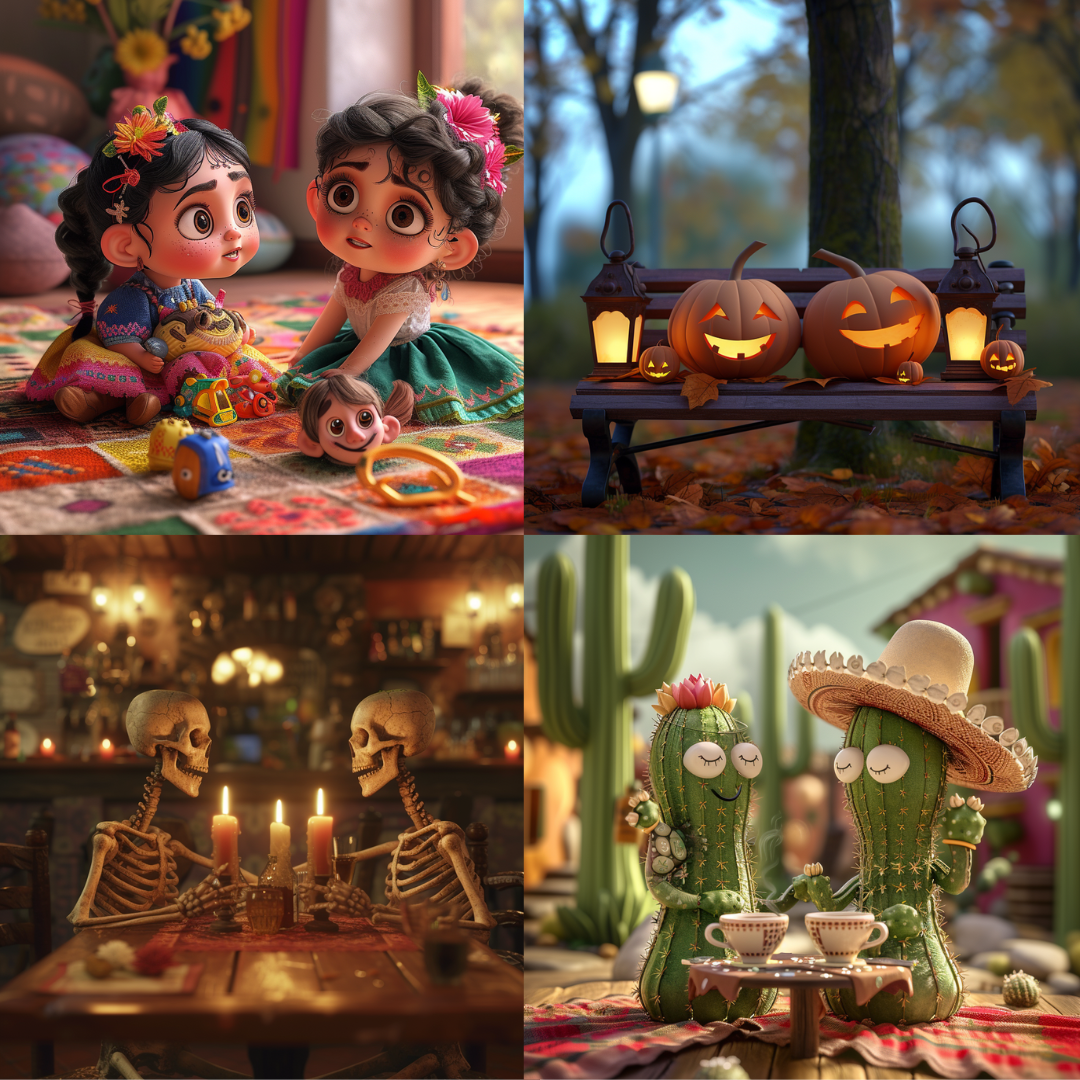 Seasonal Celebrations AI MidJourney Image Prompt, Character Art, 4214Animated holidays, Autumn vibes, Cacti characters, Charming fiestas, chat gpt, chat gpt prompts, chatgpt, chatgpt prompts, Cozy fall scenes, Cultural festivities, Day of the Dead, Dia de los Muertos homage, Enchanted autumn, Festive seasons, Halloween spirit, midjourney, Playful pumpkins, Playful traditions, Skeletal companions, Spooky yet sweet, Whimsical Halloween