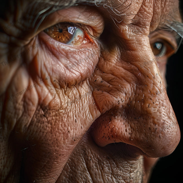 Close-up Portrait Details AI MidJourney Image Prompt, 8307Ai, Ai Image Prompt, artistic, character, close-up, detail, emotional, eye detail, facial expressions, fine lines, high-definition, human face, human features, Image Prompt, intense, intricate, macro photography, midjourney, portrait, Portraits & People, Prompt, realism, realistic, skin texture, visual experience, wrinkles