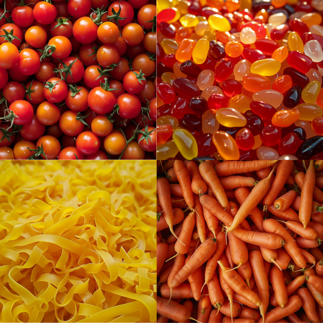 Colorful Tastes AI MidJourney Image Prompt, Food, 4266Candy, Carrots, chat gpt, chat gpt prompts, chatgpt, chatgpt prompts, Cooking essentials, Culinary arts, Delicious ingredients, Food photography, Food variety, Fresh produce, Fresh tomatoes, Gastronomy, Gourmet sweets, Healthy snacks, Italian cuisine, Market fresh, midjourney, Nutritious choices, Organic produce, Pasta, Sweet treats, Vegetable harvest, Vibrant colors