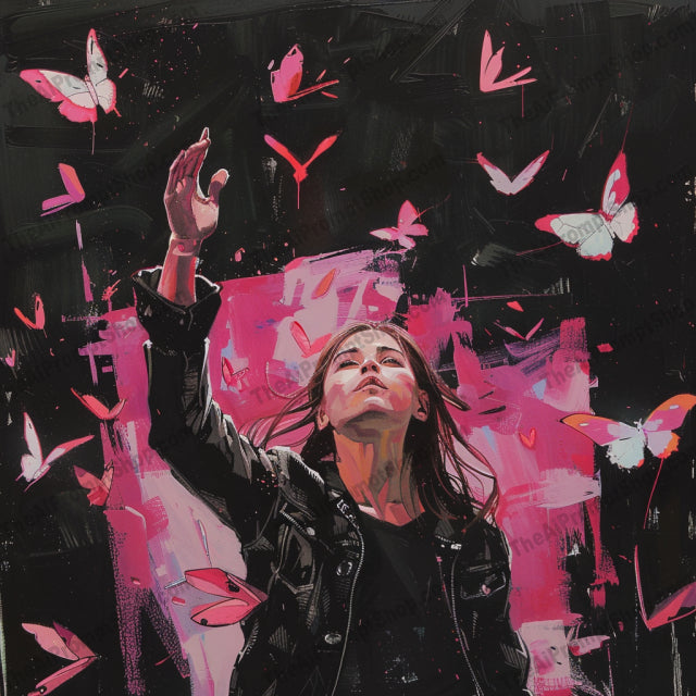 AI MidJourney Image Prompt, Crimson Reverie, 4866Butterflies in flight, chat gpt, chat gpt prompts, chatgpt, chatgpt prompts, Ephemeral moments, Ethereal touch, Flight aspiration, Fuchsia fantasy, Human-animal connection, Magenta hues, Majestic birds, midjourney, Nature's dance, Nature's embrace, Radiant creatures, Scary, Spiritual awakening, Surreal interactions, Surreal wildlife encounters, Vivid dreamscape, Winged freedom