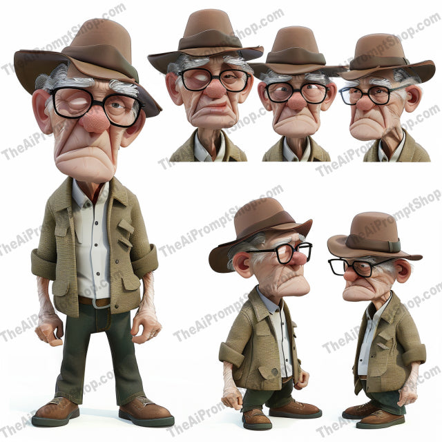 Elderly Character Illustrations AI MidJourney Image Prompt, 8308Ai, Ai Image Prompt, angle, animation, animation character, art, cartoon, character, Character Art, colorful, creative, design, detailed, elderly, expressive, illustration, Image Prompt, inspiration, midjourney, pose, Prompt, senior, storytelling, vintage, wardrobe, whimsical