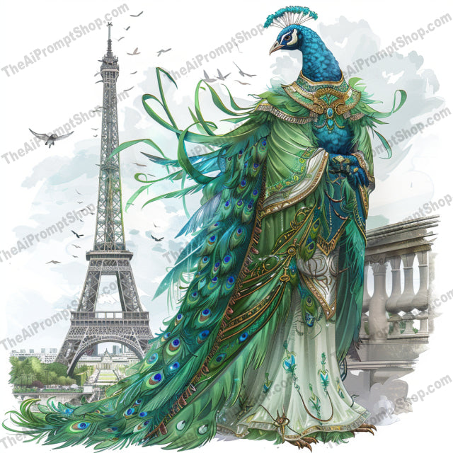 Epic Fantasy Characters AI MidJourney Image Prompt, 9447 Animals, midjourney, epic, fantasy, vibrant, detailed, majestic, armored, elephant, ancient, Roman, mystical, bird-like, creature, purple robes, regal, peacock, luxurious, feathers, attire, Eiffel Tower, grandeur, mythical, adventure, Midjourney, Ai, Ai Image Prompt, Image Prompt, Prompt