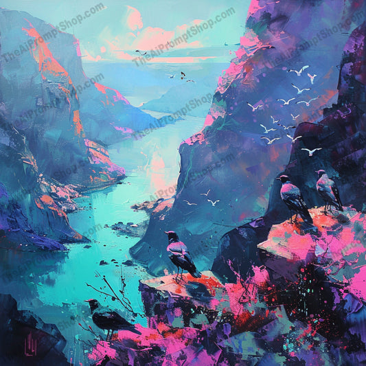 AI MidJourney Image Prompt, Vibrant Brushwork, 4747Artistic abstraction, chat gpt, chat gpt prompts, chatgpt, chatgpt prompts, Chromatic cliffs, Coastal splendor, Dynamic seascapes, Impasto elegance, Landscapes, Maritime vibrance, midjourney, Oceanic hues, Palette knife landscape, Textured flora, Vivid strokes