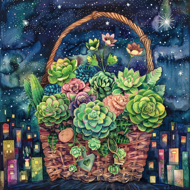 Starry Night Flower Basket AI MidJourney Image Prompt, 9655 Florals, midjourney, flower basket, starry night, wicker basket, vibrant flowers, botanical art, celestial background, dreamy aesthetic, surreal art, night sky, floral arrangement, colorful flowers, nature art, cosmic art, garden blooms, basket of flowers, star-filled sky, floral fantasy, floral illustration, blooming flowers, galactic art, Midjourney, Ai, Ai Image Prompt, Image Prompt, Prompt