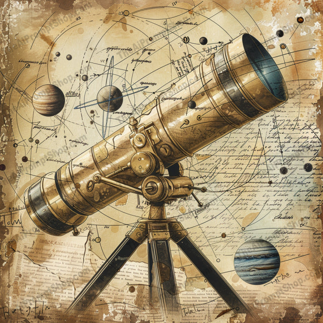 Vintage Science Equipment Illustration AI MidJourney Image Prompt, 8743 Mockups - Products, midjourney, vintage, science, equipment, illustration, telescope, microscope, compass, scientific, notations, old-world, charm, detailed, drawing, nostalgic, history, art, sketch, experiment, instrument, antique, Midjourney, Ai, Ai Image Prompt, Image Prompt, Prompt