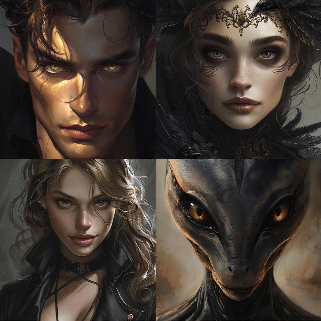 Gaze of the Enigma AI MidJourney Image Prompt, Character Art, 4206chat gpt, chat gpt prompts, chatgpt, chatgpt prompts, Dark fantasy, Enigmatic expressions, Ethereal entities, Fantasy realism, Gothic elegance, Intense character eyes, Magical intensity, Mesmeric portraits, midjourney, Mystical allure, Mythical creatures, Otherworldly beauty, Piercing stares, Seductive charm, Shadowy figures, Supernatural beings