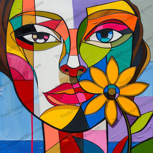 Vibrant Geometric Art AI MidJourney Image Prompt, 8338abstract, Ai, Ai Image Prompt, art, artwork, bold colors, colorful, composition, creative, cubist, decor, dynamic, engaging, expressive, geometric, Image Prompt, lively, midjourney, modern art, patterns, Portraits & People, Prompt, shapes, vibrant, visual interest, vivid