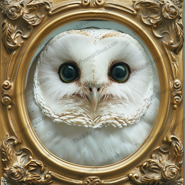 Elegant White Animals in Ornate Frames AI MidJourney Image Prompt, 8081animal lovers, classic elegance, detailed portraits, dove art, graceful animals, home decor, intricate design, luxury decor, luxury interiors, midjourney, ornate frames, owl art, rabbit art, refined artwork, regal cat art, sophisticated wall art, timeless art, vintage-inspired decor, white animal art