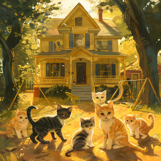 AI MidJourney Image Prompt, Homestead Harmony, 4946Autumnal cats, Canine curiosity, chat gpt, chat gpt prompts, chatgpt, chatgpt prompts, Childhood simplicity, Feline friends, Golden hour glow, midjourney, Nostalgic homelife, Playful puppies, Rural tranquility, Serene backyards, Storybook Illustrations, Suburban tales