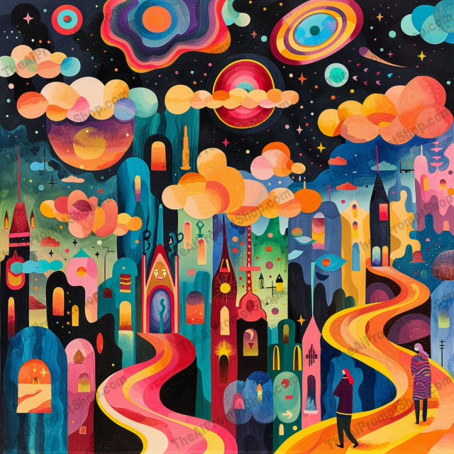 Vibrant Cosmic Landscape AI MidJourney Image Prompt, 8430abstract, Ai, Ai Image Prompt, art, astral, celestial, colorful, cosmic, decor, dreamlike, enchanting, ethereal, fantasy, Image Prompt, imaginative, landscape, Landscapes & Paintings, midjourney, multiverse, mythical, nightscape, Prompt, psychedelic, surreal, vibrant, whimsical