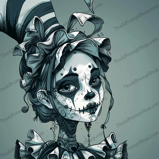 AI MidJourney Image Prompt, Monochrome Masquerade, 4875Bizarre harlequins, Black and white clowns, chat gpt, chat gpt prompts, chatgpt, chatgpt prompts, Clown phobias, Creepy clowns, Dark carnival, Dramatic expressions, Eerie entertainers, Face paint fears, Gothic jesters, Grayscale art, Grotesque mimics, Haunting harlequins, Macabre mimes, midjourney, Monochromatic madness, Scary, Sinister circus, Surreal performers