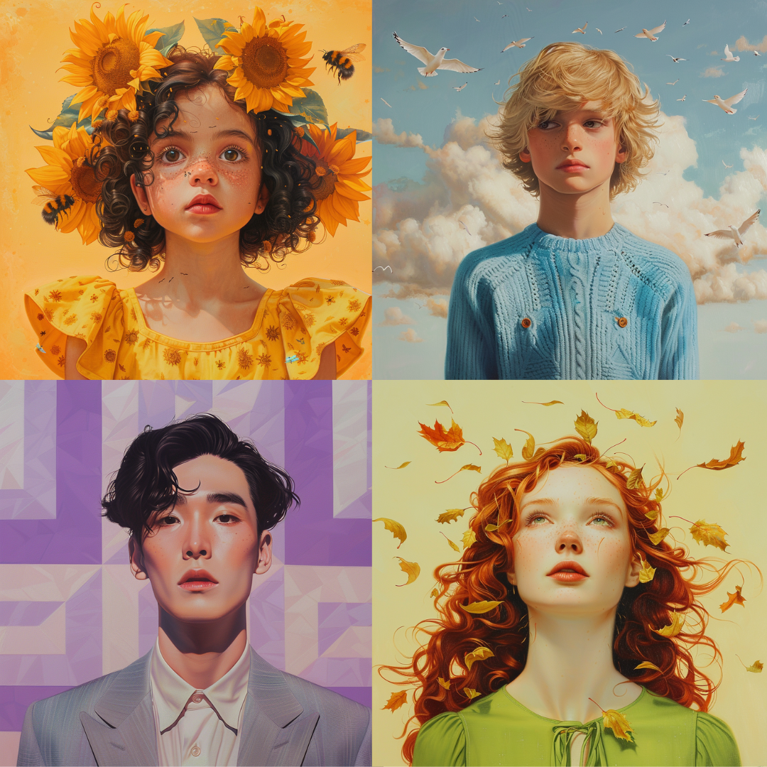 Whimsical Portraits in Nature-Inspired Themes AI MidJourney Image Prompt, 8045AI image prompts, artistic exploration, autumn leaves, creative inspiration, creative prompts, dreamy visuals, human emotion, imaginative art, midjourney, natural elements, nature portraits, nature scenes, realistic fantasy, serene art, storytelling art, sunflowers, surreal beauty