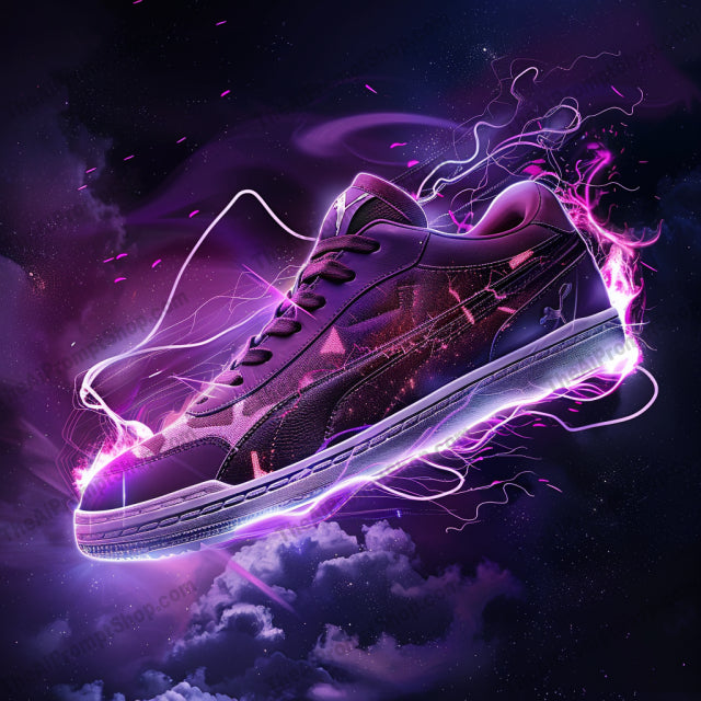 Glowing Sneakers Art AI MidJourney Image Prompt, 9464 Clothing, Fashion & Accessories, midjourney, sneakers, glowing, futuristic, modern art, neon lights, dynamic, fashion, footwear, graphic design, vibrant colors, energy, sneaker art, modern fashion, illuminated sneakers, artistic rendering, bright lights, stylized footwear, futuristic art, contemporary design, neon art, Midjourney, Ai, Ai Image Prompt, Image Prompt, Prompt