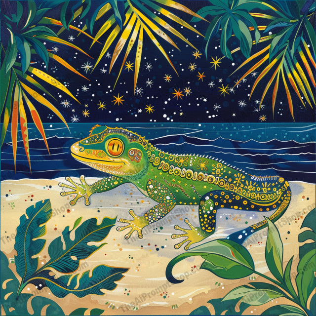 Whimsical Lizard Art AI MidJourney Image Prompt, 9425 Animals, midjourney, whimsical, lizard, colorful, illustration, magical, vibrant, patterns, dreamy, enchanting, art, nature, night, fantasy, animal, decorative, garden, forest, butterflies, flowers, surreal, Midjourney, Ai, Ai Image Prompt, Image Prompt, Prompt