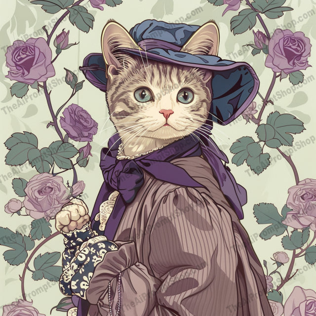 Whimsical Animal Portrait AI MidJourney Image Prompt, 8206animal lovers, anthropomorphic, art collection, charming art, decorative art, detailed, detailed illustration, enchanted, fairy tale decor, fantasy art, high-quality illustration, human-like attire, interior designmidjourney, nature, period costume, unique art, vintage style, whimsical animal portrait, woodland creatures