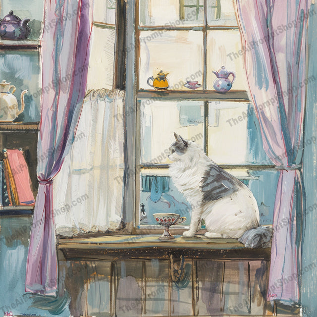 Cozy Cats in Interiors AI MidJourney Image Prompt, 8912 Animals, midjourney, cats, cozy, interior design, illustration, cat lovers, relaxation, warm colors, vibrant, serene, charming, indoor settings, contentment, detailed, whimsical, home decor, artwork, peaceful, decorative, pet, domestic cats, Midjourney, Ai, Ai Image Prompt, Image Prompt, Prompt