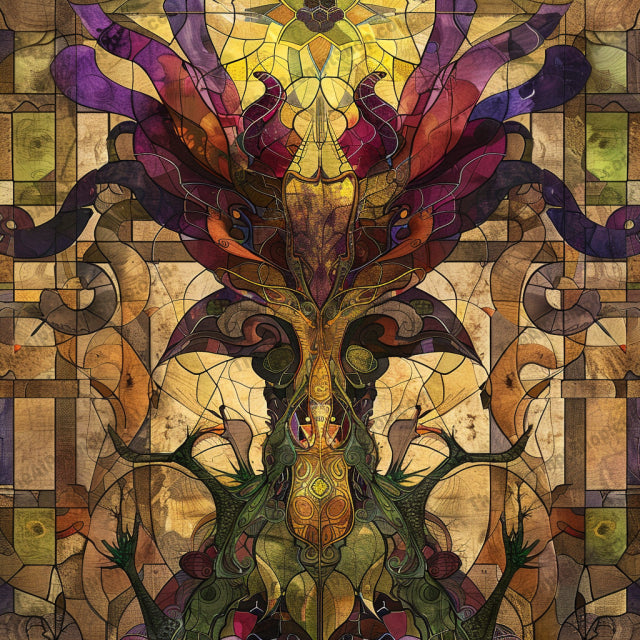 Stained Glass Style Mythical Creatures AI MidJourney Image Prompt, 9520 Fantasy, midjourney, stained glass, mythical creatures, butterfly, dragonfly, phoenix, vibrant colors, intricate designs, magical, fantasy art, decorative art, mythical, ethereal, detailed, artistic, whimsical, enchanting, beautiful designs, mystical beings, fantasy creatures, visual art, Midjourney, Ai, Ai Image Prompt, Image Prompt, Prompt