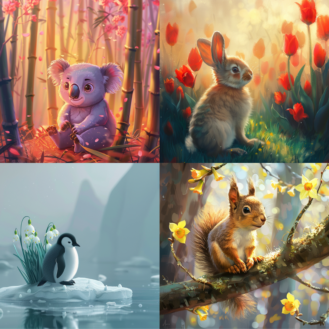 Animal illustration in a storybook style created from an AI image prompt.