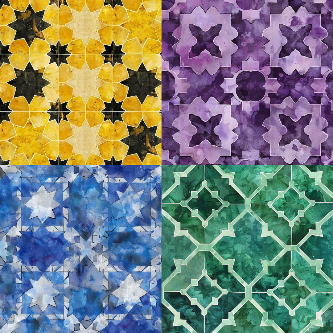 Geometric watercolor mosaic illustration in a abstract style created from an AI image prompt.