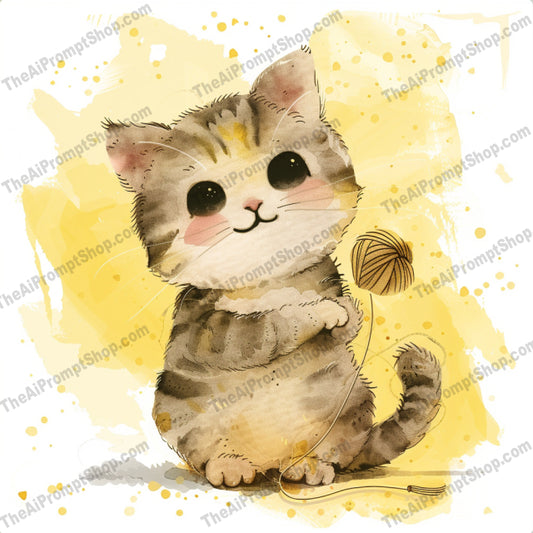 Watercolor Cute Illustrations AI MidJourney Image Prompt, 9320 Animals, midjourney, watercolor, cute, illustration, kitten, yarn, child, balloons, puppy, butterfly, bird, perched, branch, whimsical, playful, children, art, animal, colorful, happy, fun, Midjourney, Ai, Ai Image Prompt, Image Prompt, Prompt
