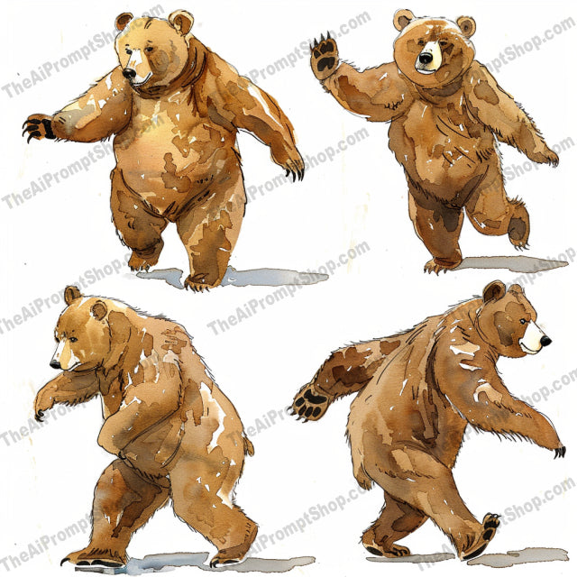 AI MidJourney Image Prompt, Animated Animal Antics, 4952Artistic animal expressions, Bear character study, Bear dance, Cat's gaze, chat gpt, chat gpt prompts, chatgpt, chatgpt prompts, Dynamic wildlife illustrations, Energetic sketches, Feline poise, Graceful cats, midjourney, Playful bear sketches, Storybook Illustrations, Whimsical pet movements