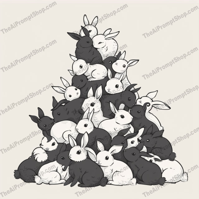 Cute Animal Pyramids AI MidJourney Image Prompt, 8929 Animals, midjourney, animals, pyramids, rabbits, guinea pigs, cats, owls, illustration, whimsical, cute, adorable, monochromatic, black and white, stacked animals, playful, charming, character art, artwork, cute animals, animal illustration, pyramid composition, Midjourney, Ai, Ai Image Prompt, Image Prompt, Prompt