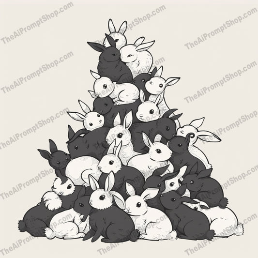 Cute Animal Pyramids AI MidJourney Image Prompt, 8929 Animals, midjourney, animals, pyramids, rabbits, guinea pigs, cats, owls, illustration, whimsical, cute, adorable, monochromatic, black and white, stacked animals, playful, charming, character art, artwork, cute animals, animal illustration, pyramid composition, Midjourney, Ai, Ai Image Prompt, Image Prompt, Prompt