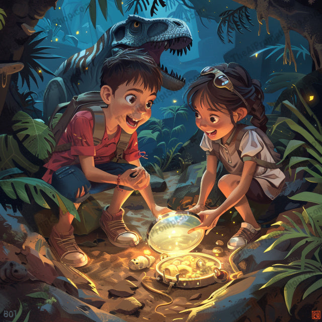AI MidJourney Image Prompt, Jungle Whispers and Wonders, 4945Adventurous kids, Aquatic marvels, Bioluminescent mysteries, chat gpt, chat gpt prompts, chatgpt, chatgpt prompts, Dinosaur fascination, Exploratory awe, Hidden artifacts, Jungle treasures, Lush wilderness, midjourney, Prehistoric discoveries, Storybook Illustrations, Submerged fantasies