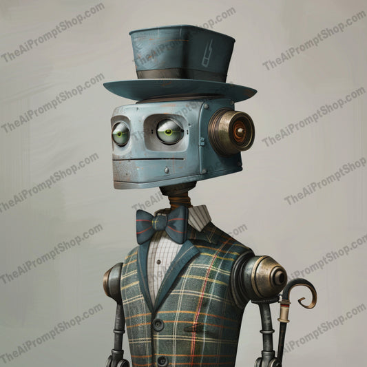 Stylish Robot Characters AI MidJourney Image Prompt, 86443D robot, Ai, Ai Image Prompt, Animation & Cartoons, character design, creative robot, dapper robot, digital art, fashion illustration, fashionable robot, futuristic design, futuristic fashion, Image Prompt, midjourney, modern robot, Prompt, quirky fashion, robot, robot character, robot design, robot illustration, robot outfit, robot personality, robotic fashion, robots in fashion, stylish robot