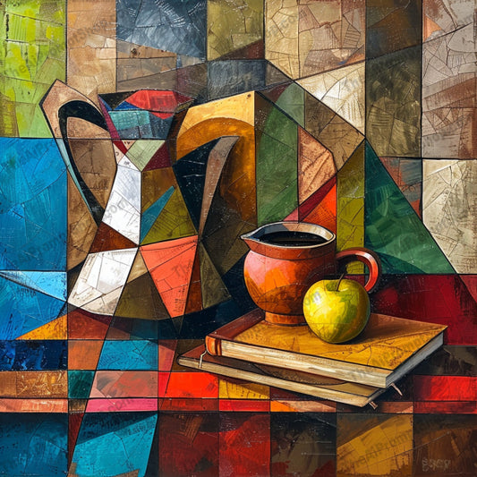 Colorful Geometric Still Lifes AI MidJourney Image Prompt, 8366abstract shapes, Ai, Ai Image Prompt, artistic, bold colors, colorful, contemporary, creative, decorative, dynamic, energetic, eye-catching, geometric, Image Prompt, intricate patterns, Landscapes & Paintings, midjourney, modern art, mosaic, multi-colored, Prompt, puzzle, still life, trendy, unique, vibrant