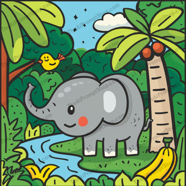 Cute Animal Illustrations AI MidJourney Image Prompt, 8369Ai, Ai Image Prompt, animal, Animals, art, cartoon, children, colorful, cute, decor, drawing, elephant, forest, friendly, giraffe, illustration, Image Prompt, jungle, lion, midjourney, nursery, panda, playful, Prompt, safari, wildlife