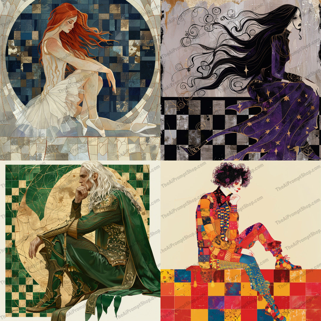 Artistic Portrait Collage AI MidJourney Image Prompt, 9664 Portraits & People, midjourney, art, portrait, fantasy, elegant, surrealism, colorful, patterns, intricate, costumes, artistic, detailed, creative, mythical, imaginative, beautiful, decorative, dreamlike, storybook, whimsical, magical, Midjourney, Ai, Ai Image Prompt, Image Prompt, Prompt