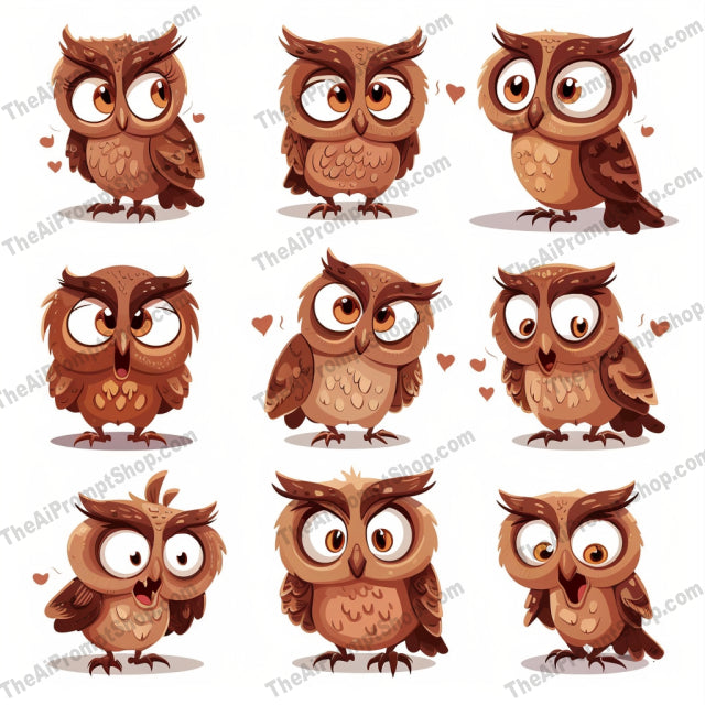 Cute Animal Illustrations AI MidJourney Image Prompt, 8175adorable, cartoon, charactermidjourney, children, creative art, cute animal illustration, design, expressive, fox, fun animals, owl, playful, puppy, rabbit, vibrant, whimsical