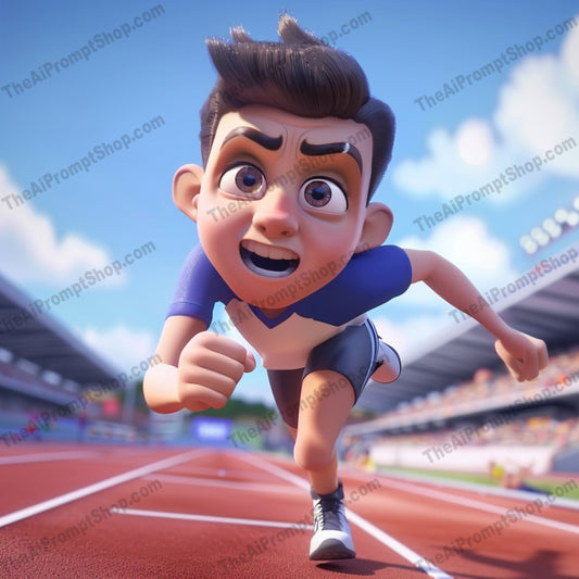 AI MidJourney Image Prompt, Animated Athletic Ambition, 51553D sports art, Action-packed characters, Animated athletes, Animation, cartoon, Character determination, Competitive spirit, Dynamic sports illustration, Energetic athletic poses, Expressive motion, midjourney, Motion blur effect, Stadium atmosphere, Team sports energy, Vibrant sports animation