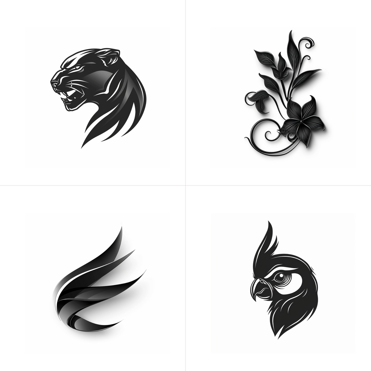 Logos in a abstract style created from an AI image prompt.
