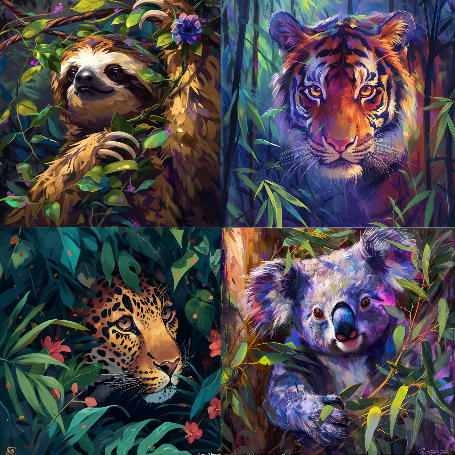 Animal illustration in a colorful style created from an AI image prompt.