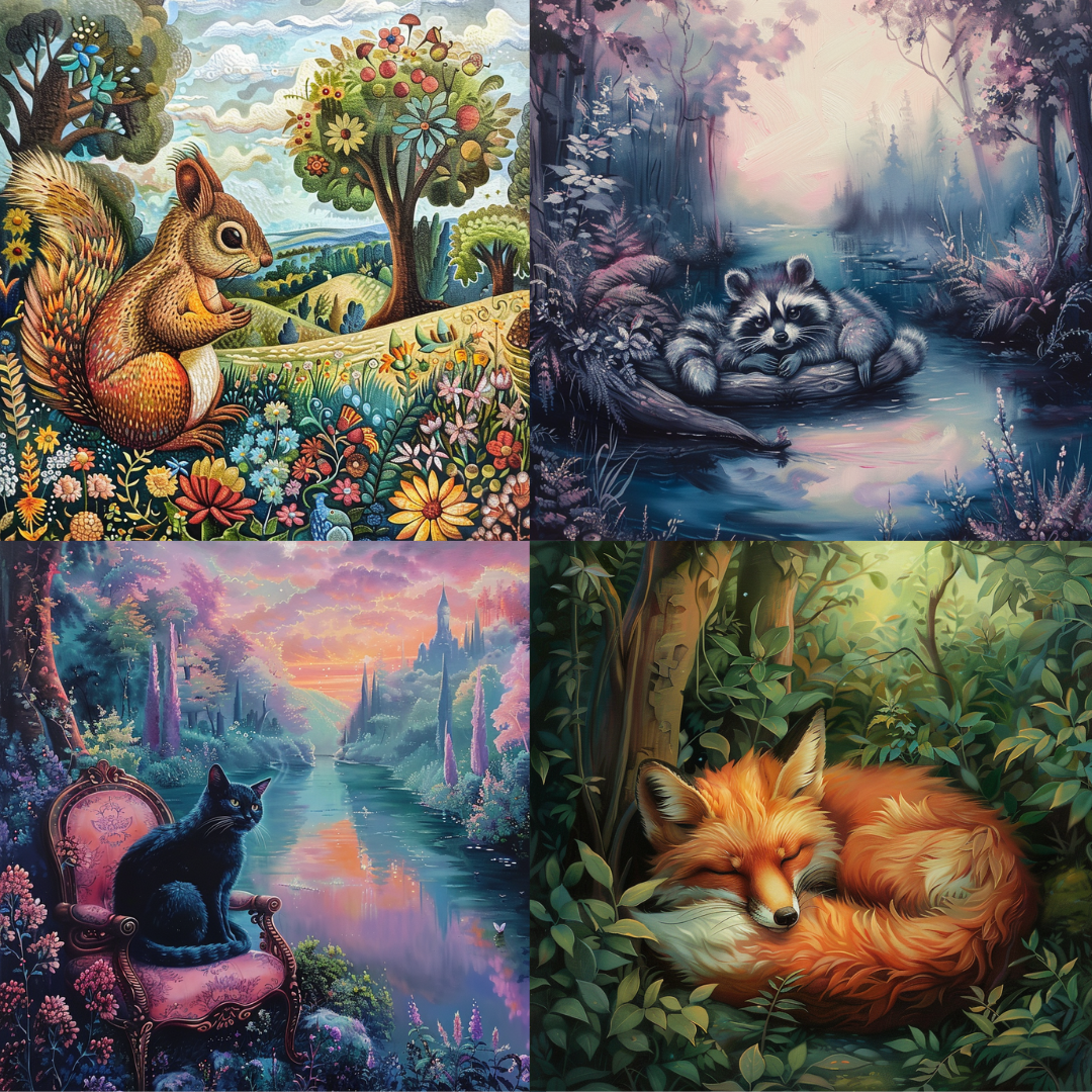 Animal illustration in a storybook style created from an AI image prompt.