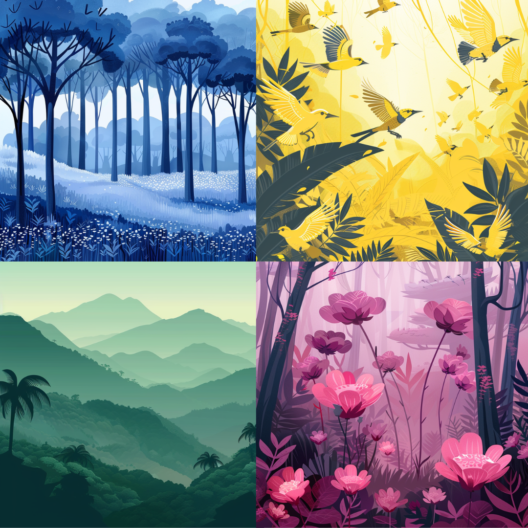 Monochromatic nature illustration created from an AI image prompt.