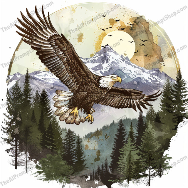 Majestic Birds in Nature AI MidJourney Image Prompt, 8185artistic, captivating, colorful, decormidjourney, detailed, freedom, illustration, intricate, majestic bird, natural beauty, nature art, painting, scenic, soaring, tranquility, vivid, wildlife, wonder