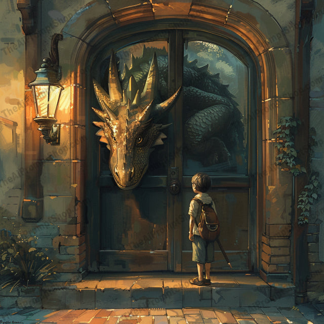 AI MidJourney Image Prompt, Mythical Companions, 4930chat gpt, chat gpt prompts, chatgpt, chatgpt prompts, Childhood imagination, Enchanting gates, Enthralled youth, Fantastic beasts, Hidden worlds, Legendary friendships, Luminous creatures, Magical realism, midjourney, Rustic charm, Storybook Illustrations, Twilight magic