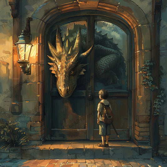 AI MidJourney Image Prompt, Mythical Companions, 4930chat gpt, chat gpt prompts, chatgpt, chatgpt prompts, Childhood imagination, Enchanting gates, Enthralled youth, Fantastic beasts, Hidden worlds, Legendary friendships, Luminous creatures, Magical realism, midjourney, Rustic charm, Storybook Illustrations, Twilight magic