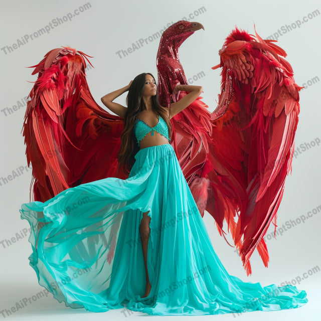 Fantasy Elegance AI MidJourney Image Prompt, 9403 Fashion & Accessories, midjourney, fantasy, elegance, mythical creatures, costumes, vibrant colors, magical, elaborate designs, dragons, phoenix, gryphon, mermaid, theatrical, whimsical, surreal, artistic, fairy tale, mystical, regal, luxurious, dramatic, Midjourney, Ai, Ai Image Prompt, Image Prompt, Prompt