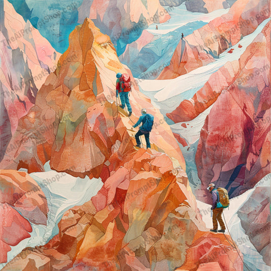 AI MidJourney Image Prompt, Alpine Adventures, 4737Alpine trek, Charming slopes, chat gpt, chat gpt prompts, chatgpt, chatgpt prompts, Illustrated adventure, Landscapes, midjourney, Mountain expedition, Pastel snowscapes, Snowy escapade, Storybook mountains, Stylized peaks, Winter sports charm, Winter wanderlust